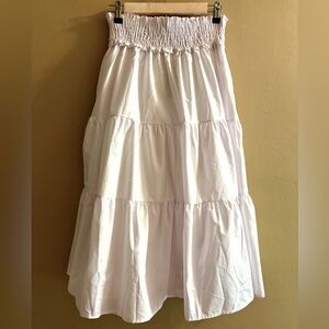 Lulus White Tiered Midi Skirt, NWT